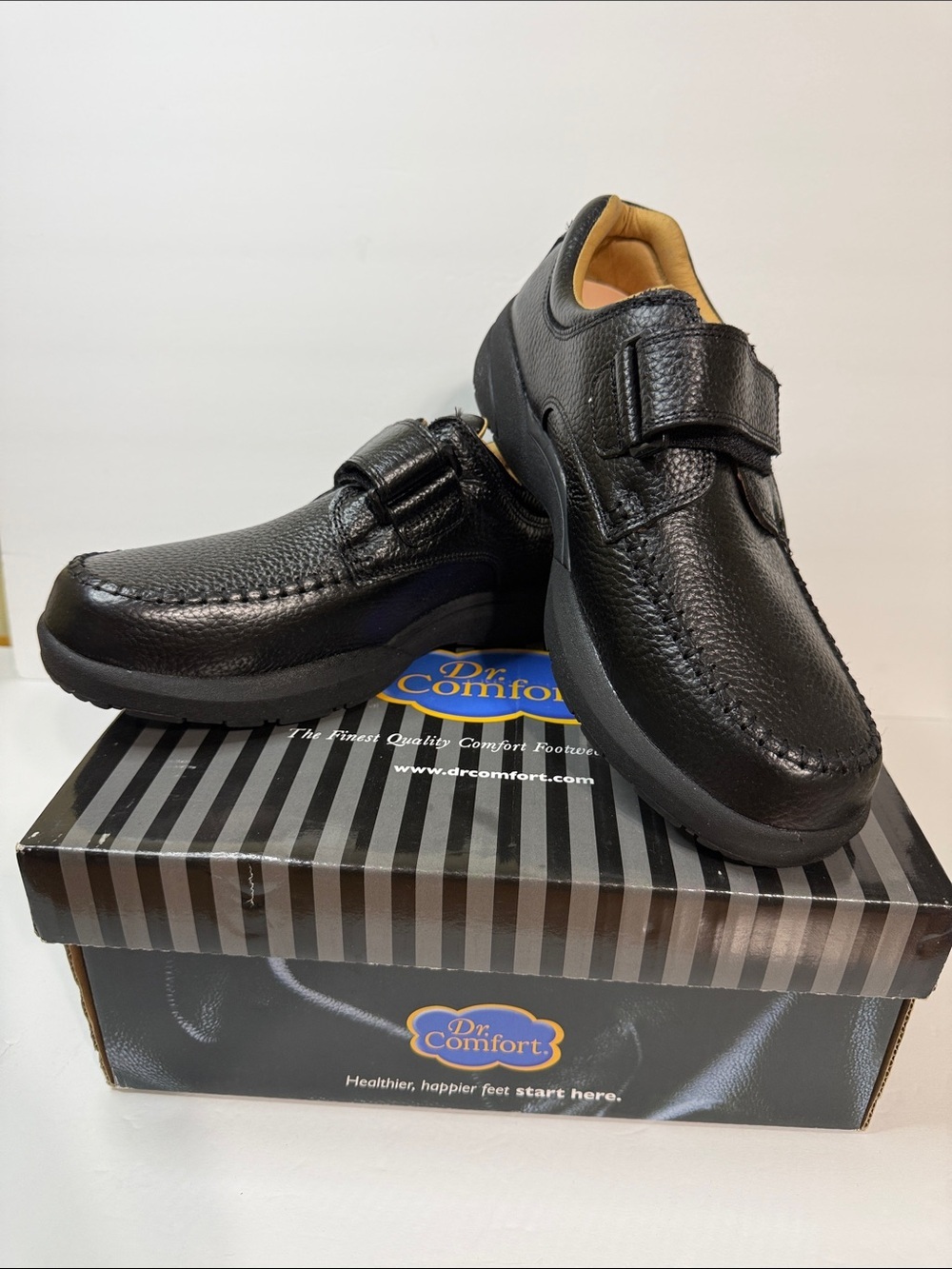 Dr. Comfort Men’s Black Leather Slip-On Comfort Loafers